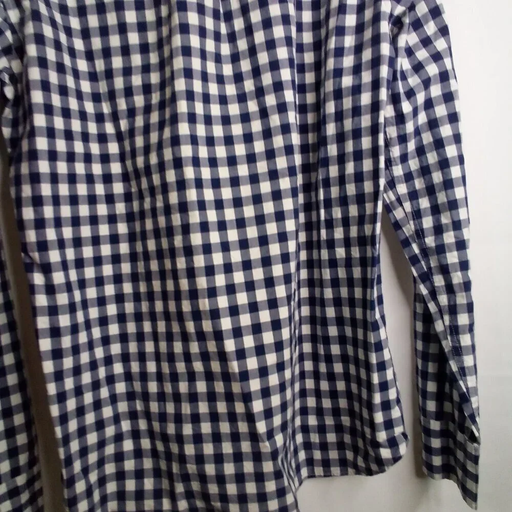 J Crew Shirt Men M Slim Button Down Long Sleeve Check Pattern Blue White